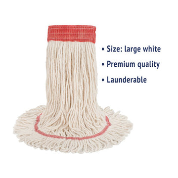 Boardwalk® Super Loop Wet Mop Head, Cotton-synthetic Fiber, 5" Headband, Large Size, White, 12-carton freeshipping - TVN Wholesale